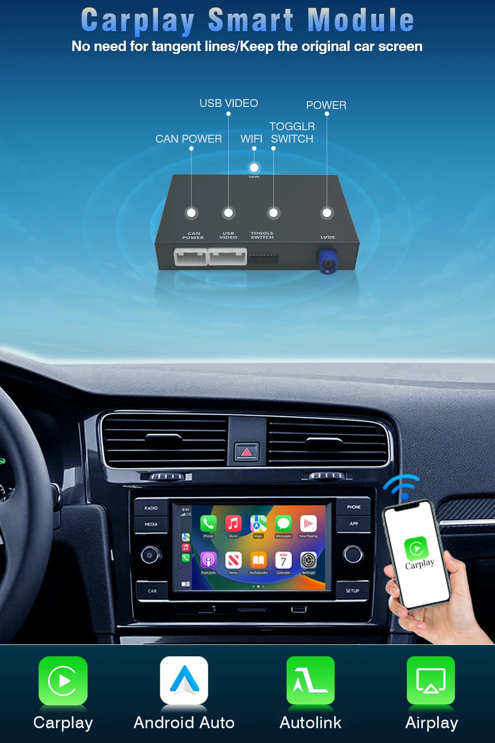 Boitier CARPLAY VOLKSWAGEN/AUDI/SKODA/SEAT