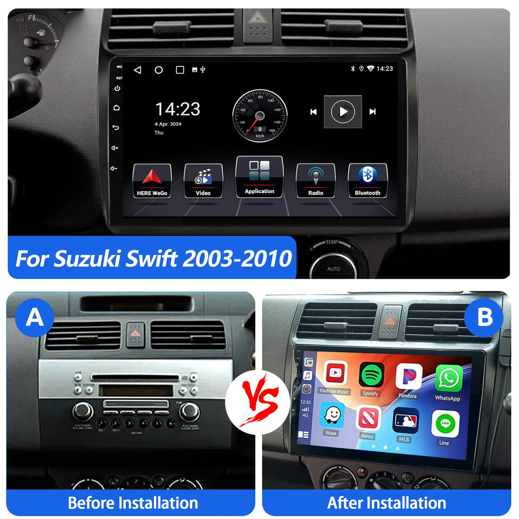Susuki SWIFT 2003-10 : Écran Autoradio CarPlay sans Fil – Compatibilité iPhone & Android